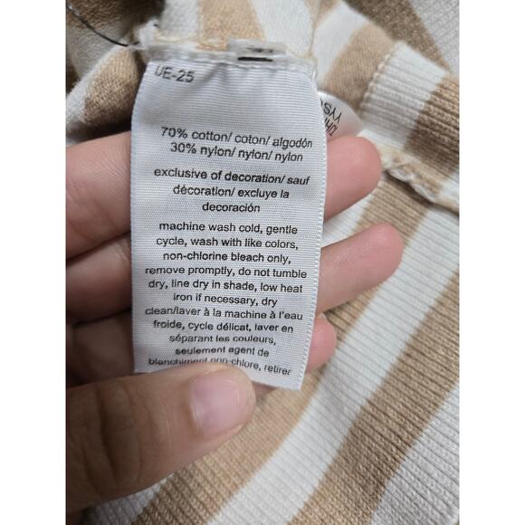 Tommy Hilfiger large women's tan and cream colored striped turtle neck sweater - Picture 8 of 11